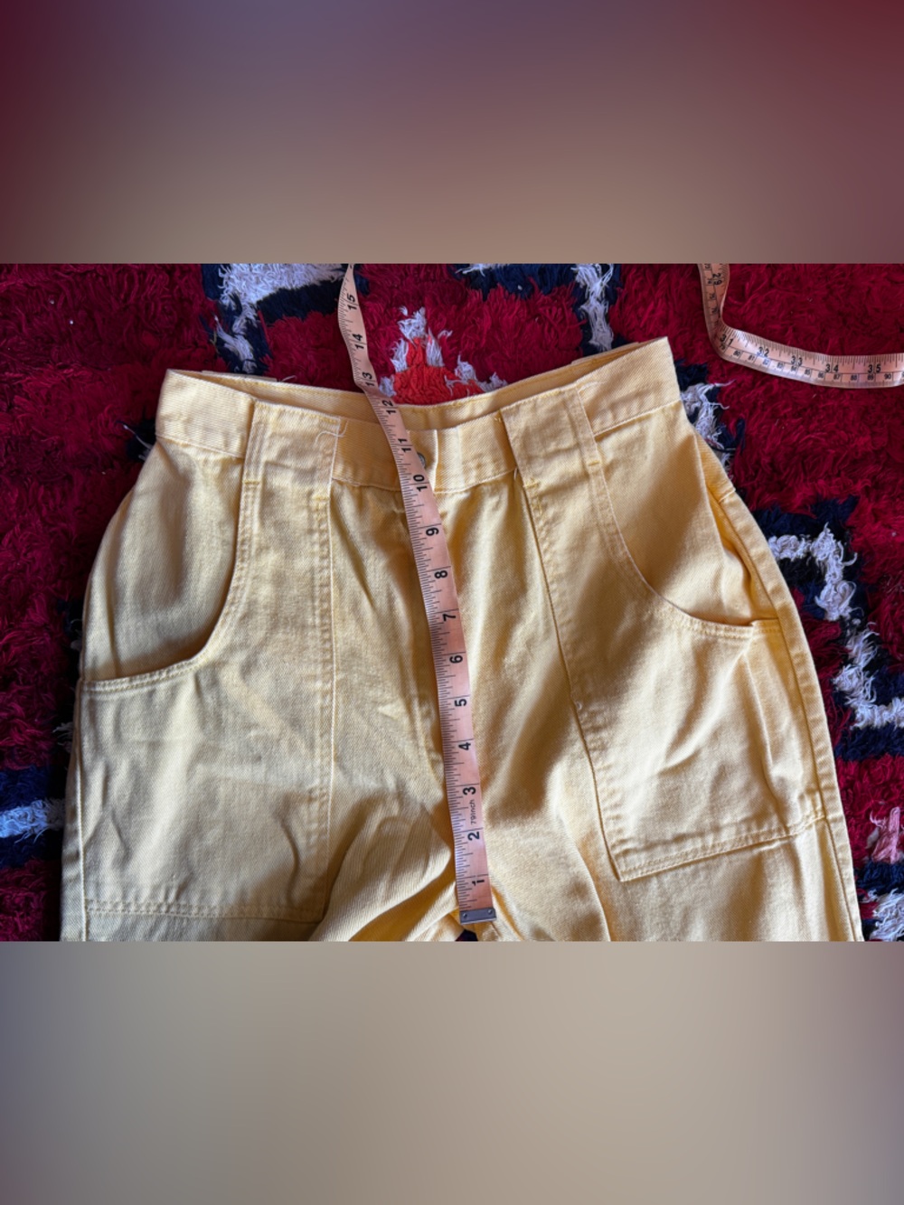 70s Vintage Butter Yellow High waisted Jeans Sz XS - Picture 9 of 12